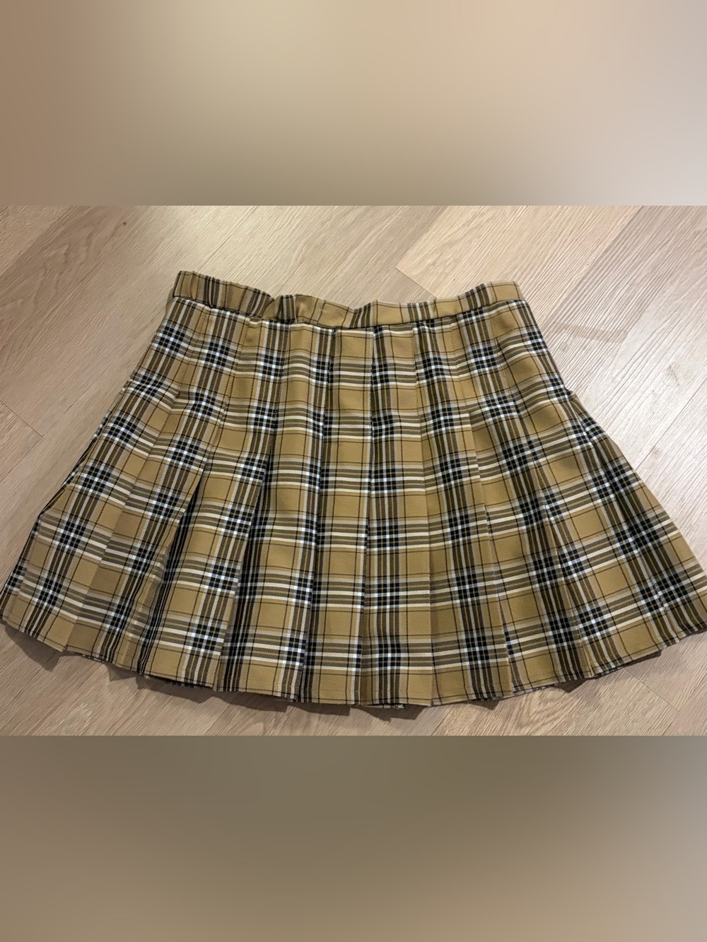 Wild Fable Mustard & Black Plaid Pleated Mini Skirt – Size L